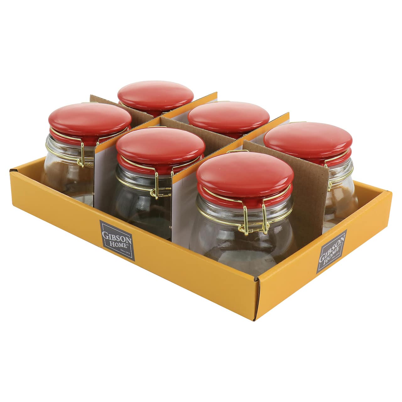 Gibson Home® 5oz. Clear Glass Jars with Red Lids, 6ct.